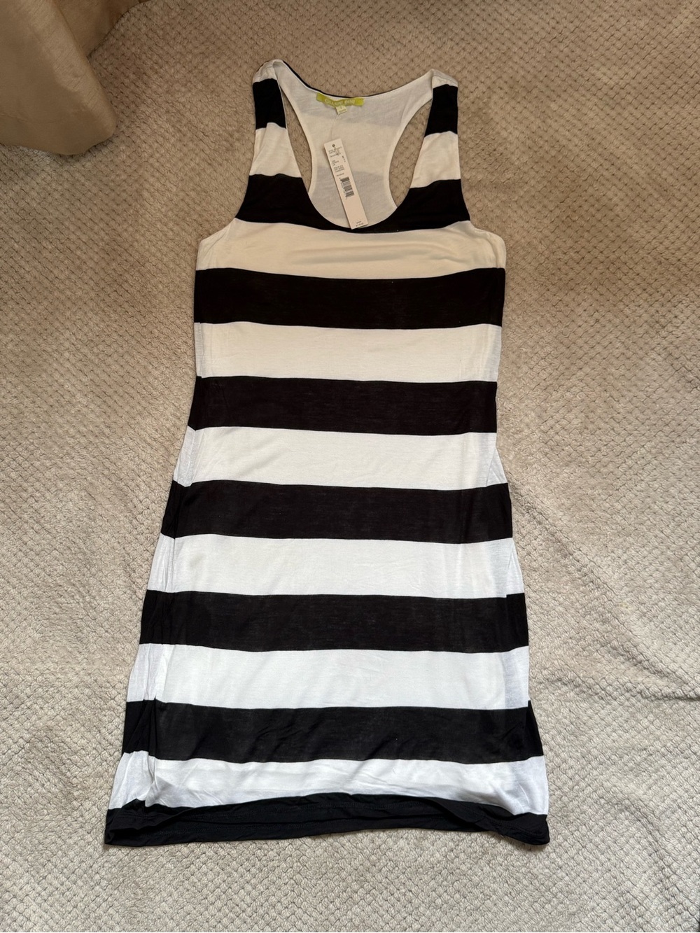 Gianni Bini Black and White Striped Racerback Dress